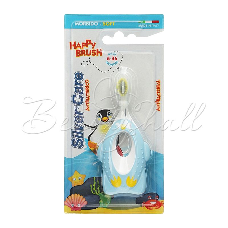 8009315006549 654 Дитяча зубна щітка «Silver Care Happy Brush» м’яка 636 місяців (блакитний)