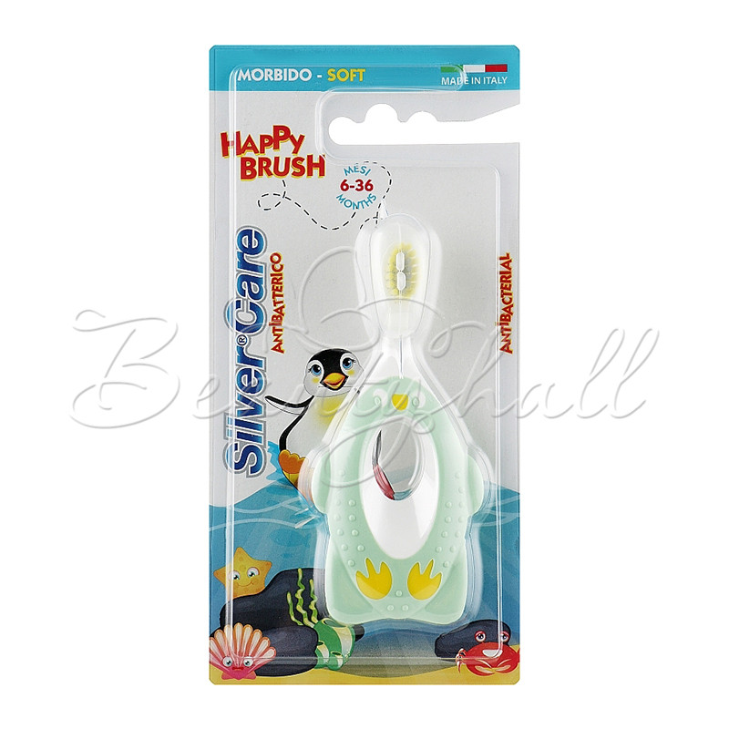 8009315006563 654 Дитяча зубна щітка «Silver Care Happy Brush» м’яка 636 місяців (зелений)