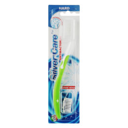 8009315043384 4338 Зубна щітка «Silver Care Plus» жорстка зі змінною голівкою (зелений)