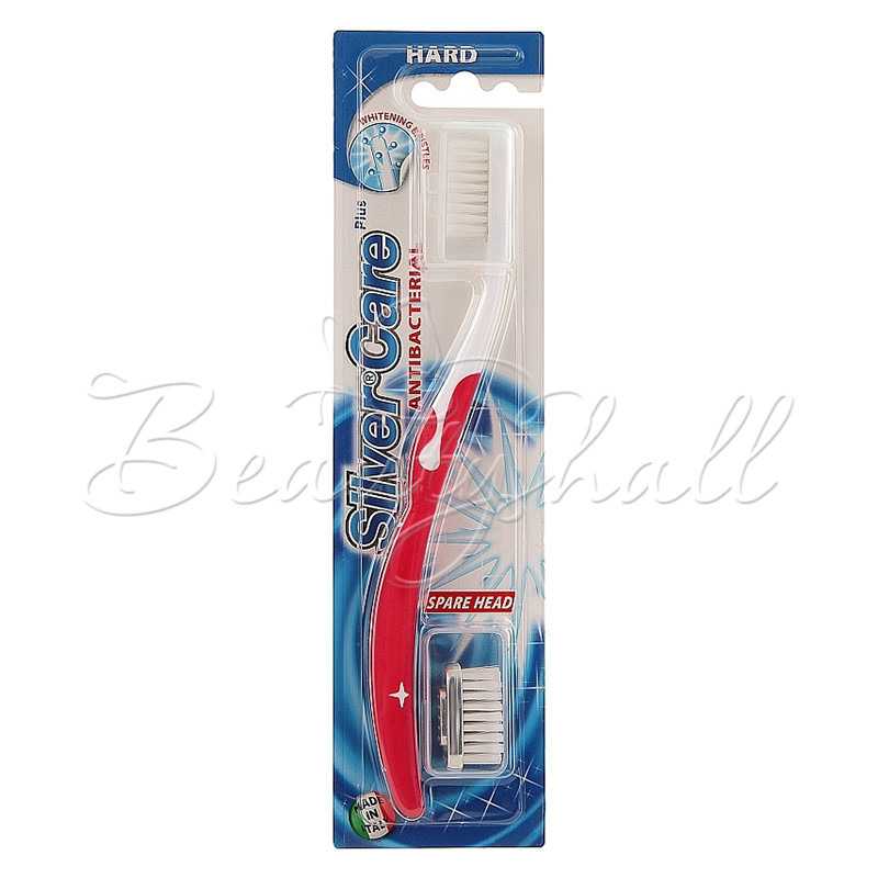 8009315043452 4338 Зубна щітка «Silver Care Plus» жорстка зі змінною голівкою (червоний)