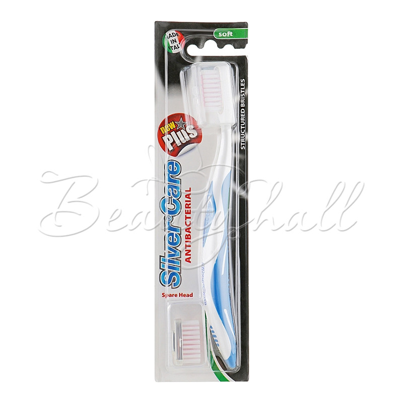 8009315047368 4736 Зубна щітка «Silver Care Plus NEW» м’яка зі змінною голівкою (синій)