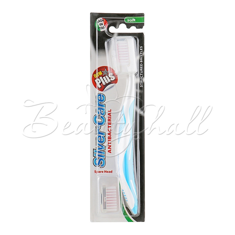8009315069742 4736 Зубна щітка «Silver Care Plus NEW» м’яка зі змінною голівкою (блакитний)