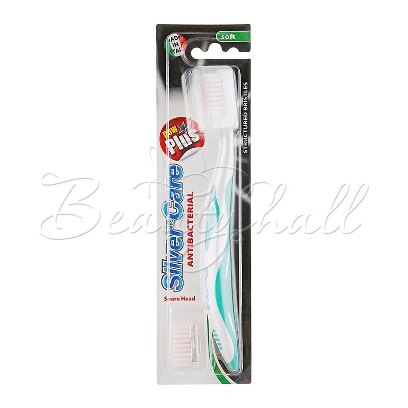 8009315069773 4736 Зубна щітка «Silver Care Plus NEW» м’яка зі змінною голівкою (зелений)