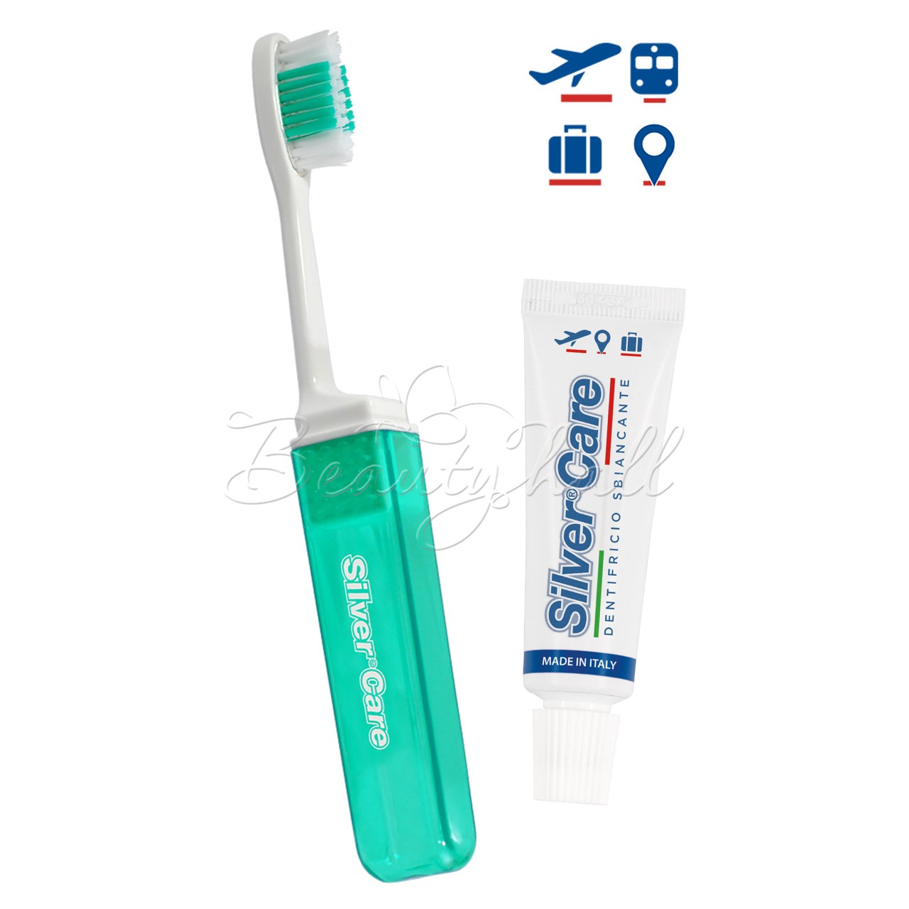 1400 Набір Silver Care "Travel" дорожний, щітка середньої жорсткості + зубна паста відбілювальна 20мл.